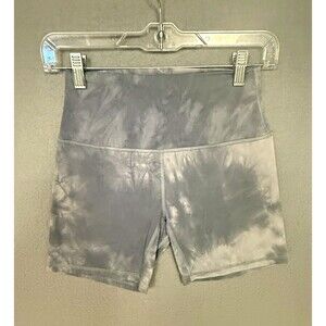 J80 Women's Gray Tie-Dye High Rise Biker Activewear Shorts Stretch Size M 5"